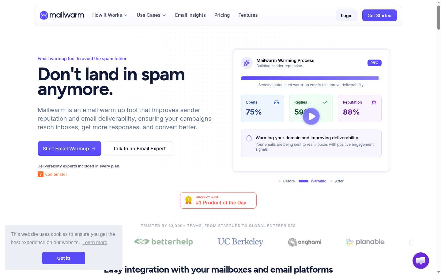 Mailwarm: Consent / blocking overlay
