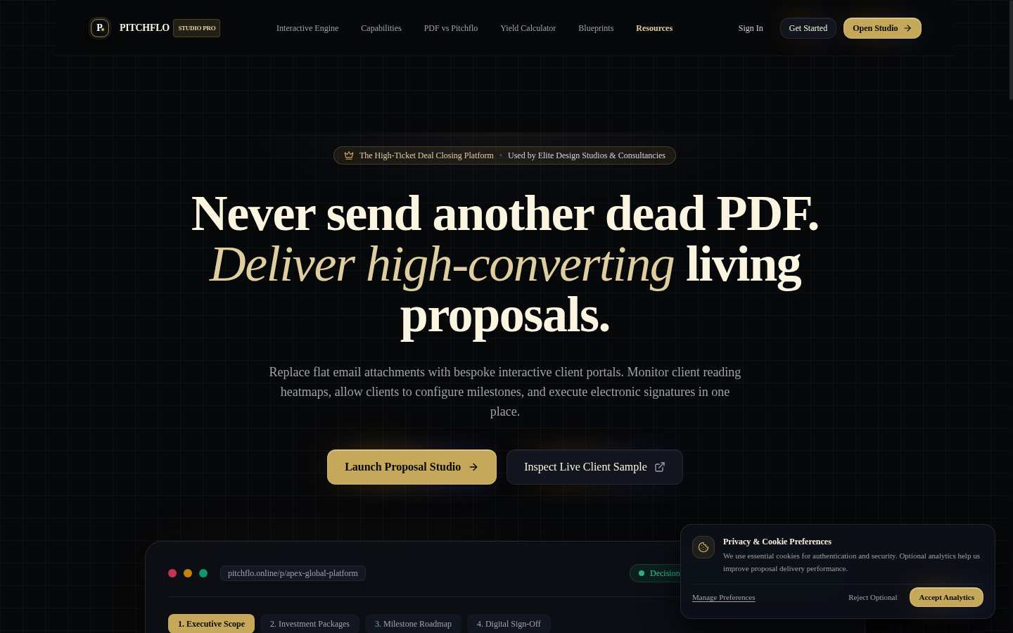 Pitchflo: Consent / blocking overlay