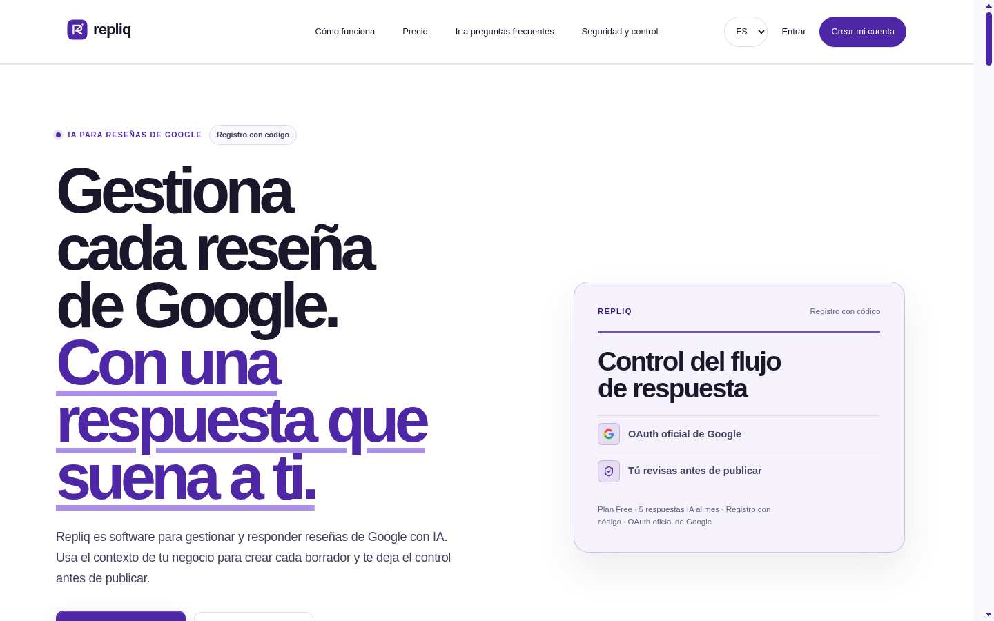 Repliq: Above the fold
