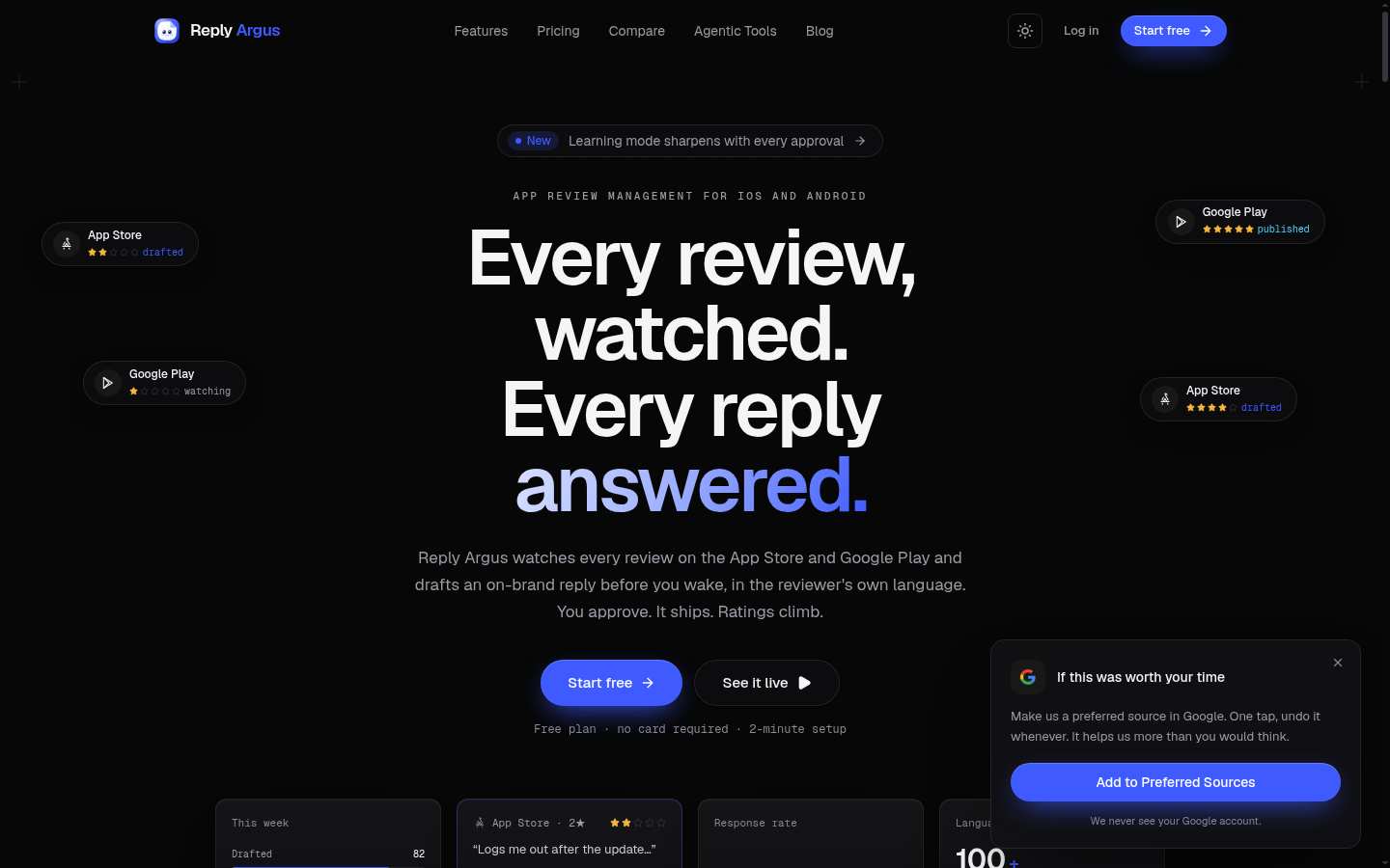 replyargus.com home page